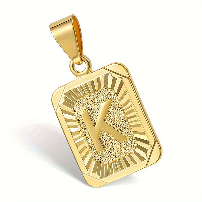 Unisex Necklace Customized 26 Letters Gold Plated Pendant Cuban Curb Chain