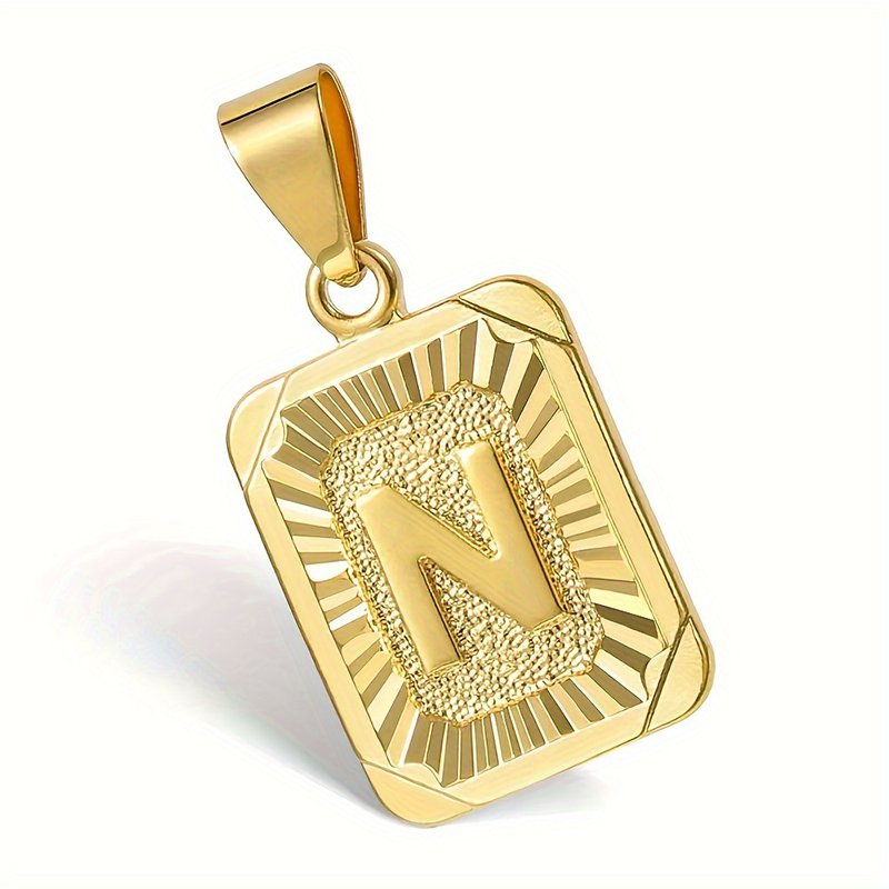 Unisex Necklace Customized 26 Letters Gold Plated Pendant Cuban Curb Chain