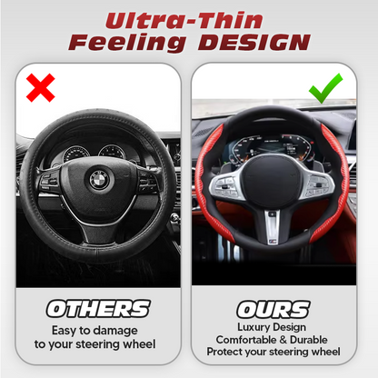 Morgan Carbon Fiber Anti-Slip Car Steering Wheel Cover Universal Fit | Logo Customizable