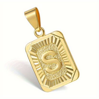 Unisex Necklace Customized 26 Letters Gold Plated Pendant Cuban Curb Chain