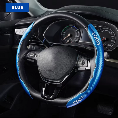 Morgan Carbon Fiber Anti-Slip Car Steering Wheel Cover Universal Fit | Logo Customizable