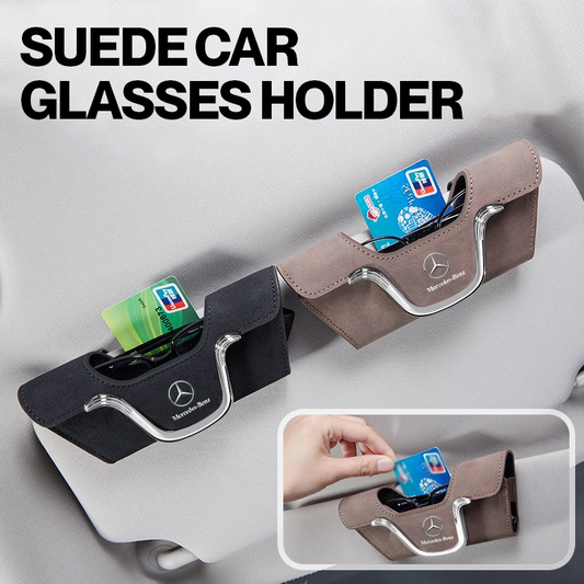 Multi-Functional Durable Leather Portable Suede Car Card & Glasses Holder