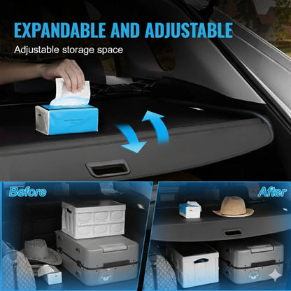 Universal Fit Rear Trunk Security Cover – Retractable Cargo Shade with Alloy Frame & PVC Material