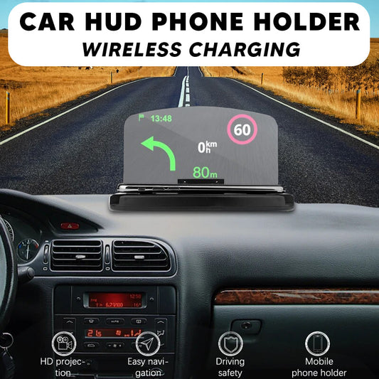 Universal Car HD Mobile Phone Holder Navigation Projector HUD Auto Display with Wireless Fast Charging