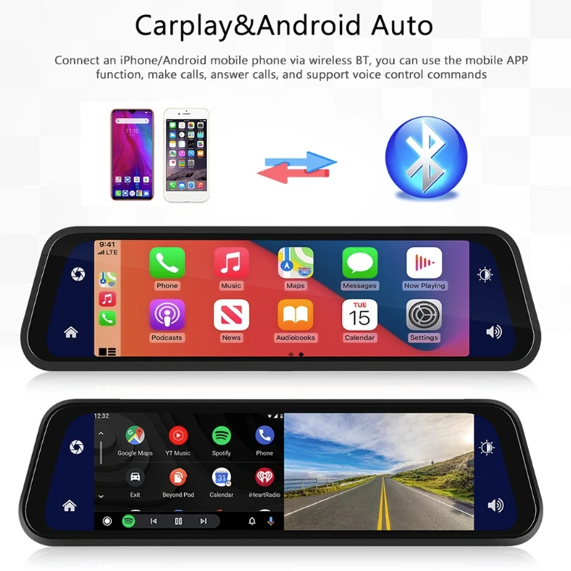 Car Mirror Monitor High-Definition Video Recording Carplay