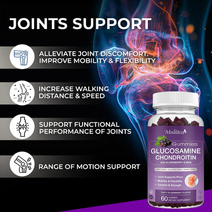 Glucosamine Chondroitin Gummies - Extra Strength Joint Support Supplement for Natural Joint, Antioxidant Immune Support