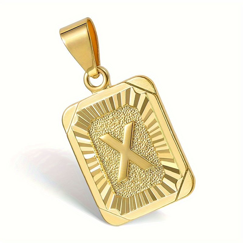 Unisex Necklace Customized 26 Letters Gold Plated Pendant Cuban Curb Chain