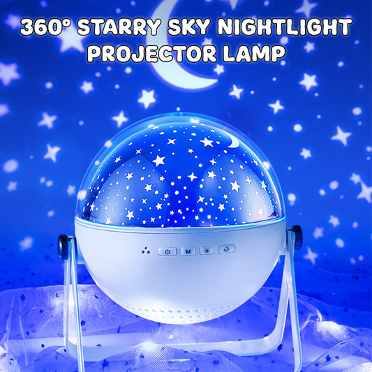 360° Rotating Starry Sky Night Light Projector Lamp Bluetooth Speaker Remote Control