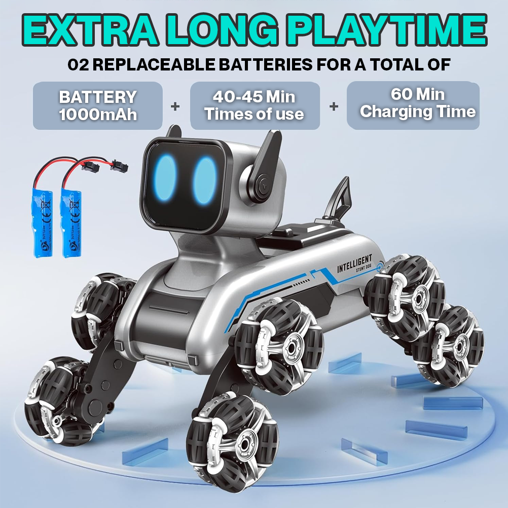 8-Wheel Intelligent Control Robot Dog with Climbing, Spray Drift & Transforming Action | The Ultimate Stunt Toy for Boys