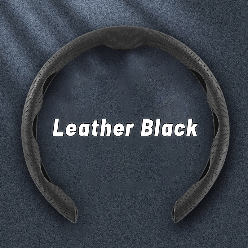 Breathable Ultra-thin 5D Leather & Carbon Car Steering Wheel Cover Universal Fit