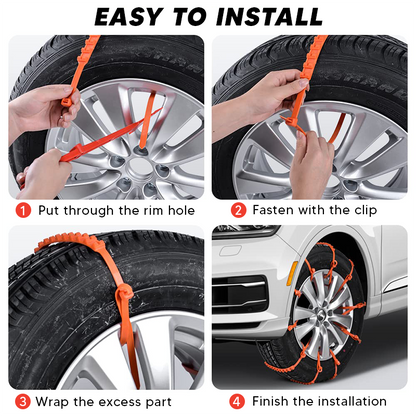 Emergency Reusable Adjustable Anti Slip Universal Fit Car Tire Chains in Snow, Ice, Sand and Mud