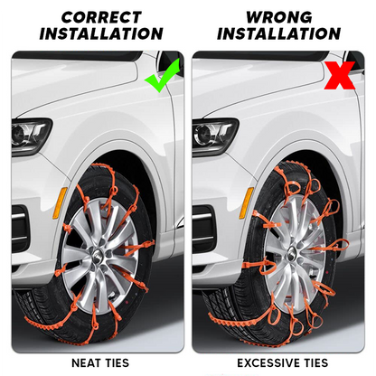 Emergency Reusable Adjustable Anti Slip Universal Fit Car Tire Chains in Snow, Ice, Sand and Mud