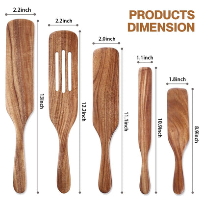 Wooden Spurtle & Spatula Set – Non-Stick, Perfect for Serving, Stirring, Flipping, Mixing & Scooping