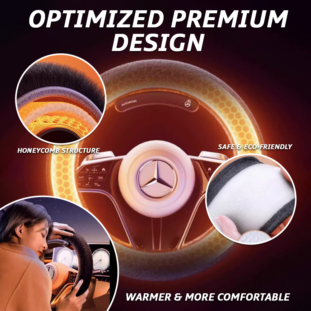 Premium Pure Wool Anti-Slip Car Steering Wheel Cover Universal Fit