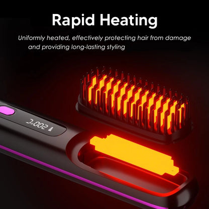 LED Temperature Portable Straightener Brush