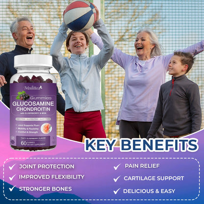 Glucosamine Chondroitin Gummies - Extra Strength Joint Support Supplement for Natural Joint, Antioxidant Immune Support