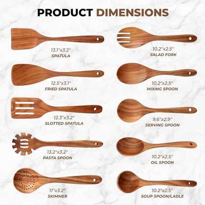 Wooden Spurtle & Spatula Set – Non-Stick, Perfect for Serving, Stirring, Flipping, Mixing & Scooping