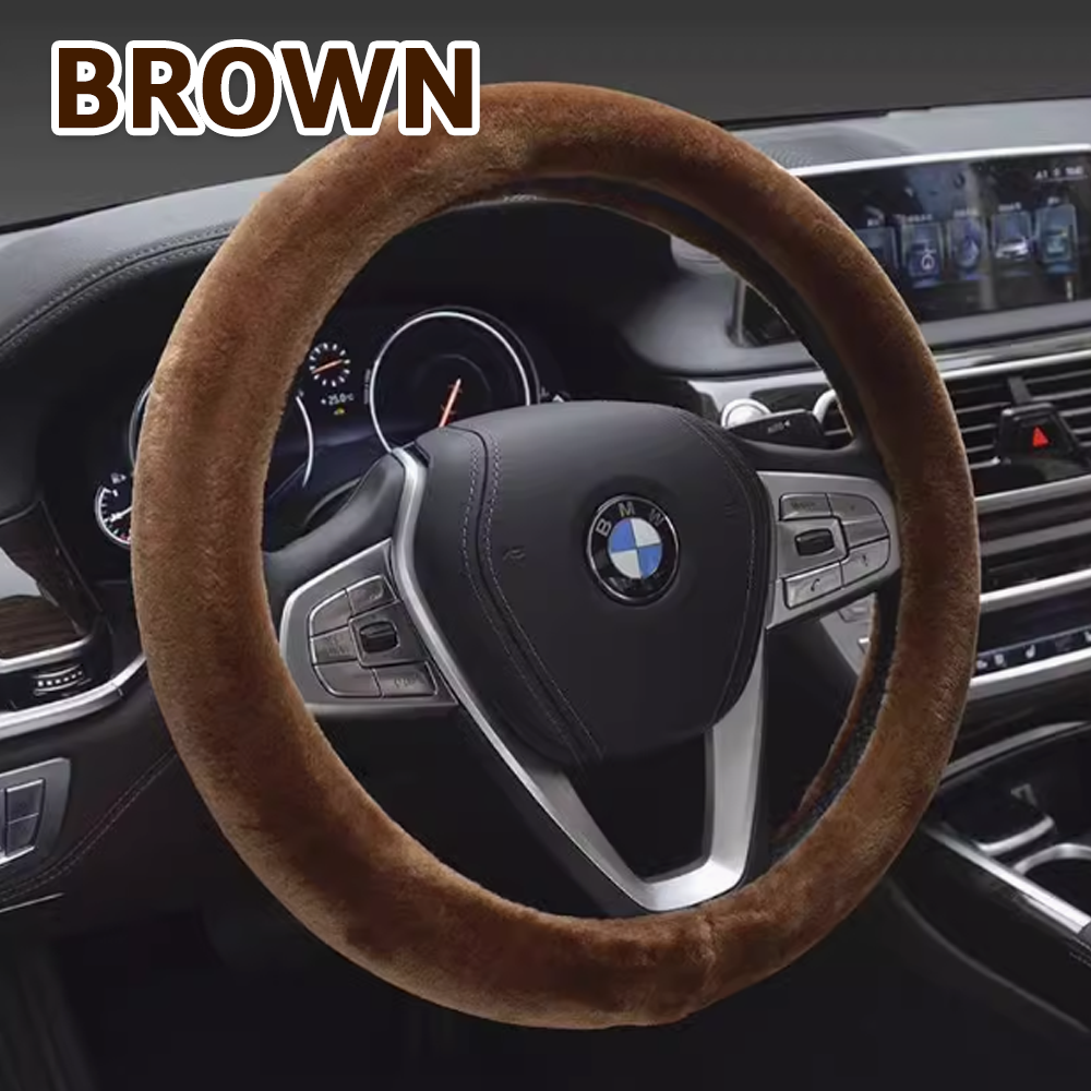 Premium Pure Wool Anti-Slip Car Steering Wheel Cover Universal Fit