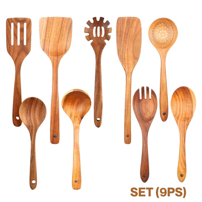 Wooden Spurtle & Spatula Set – Non-Stick, Perfect for Serving, Stirring, Flipping, Mixing & Scooping