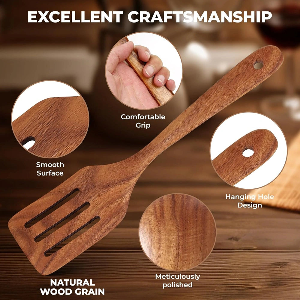 Wooden Spurtle & Spatula Set – Non-Stick, Perfect for Serving, Stirring, Flipping, Mixing & Scooping