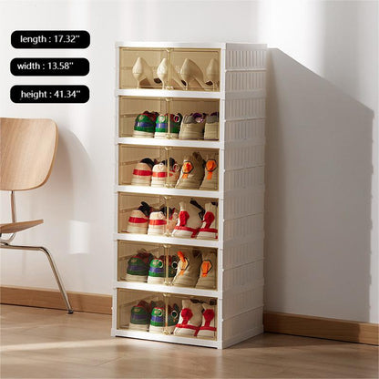 Transparent Installation-free Shoe Storage Box Folding Rack Dust-proof Plastic Shelve