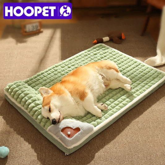 HOOPET Winter Dog Mat Luxury Pad for Small Medium Large Dogs Plaid Bed for Cats Dogs Fluff Sleeping Removable Washable Pet Bed